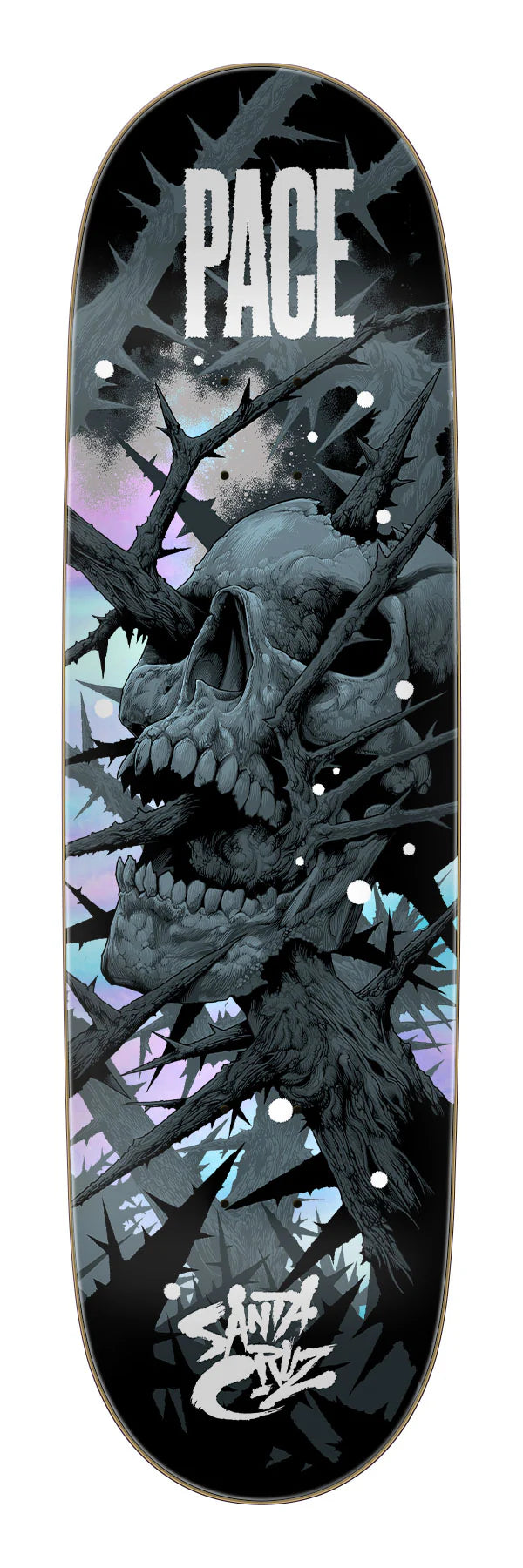 Skateboard Deck With Double Kicktail-Santa Cruz - Pace Death Trap Silver Foil Deck (8.7")