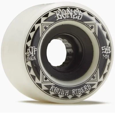 Skateboard Wheels For Longboards-Bones ATF Rough Riders Wheels White 59mm 80a