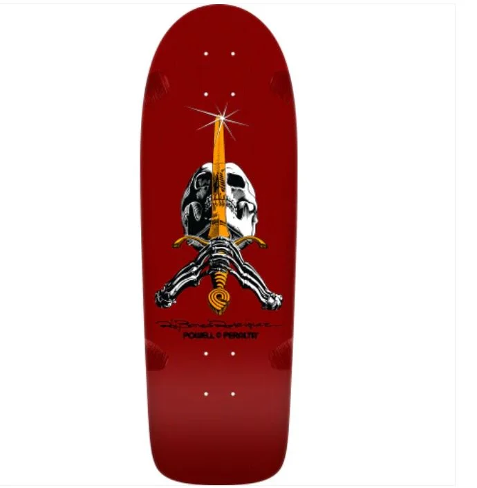 Skateboard Deck With Competitive Skating Specs-Powell Peralta Deck Skull & Sword Burgundy 10.0 x 30.0 Rodriguez