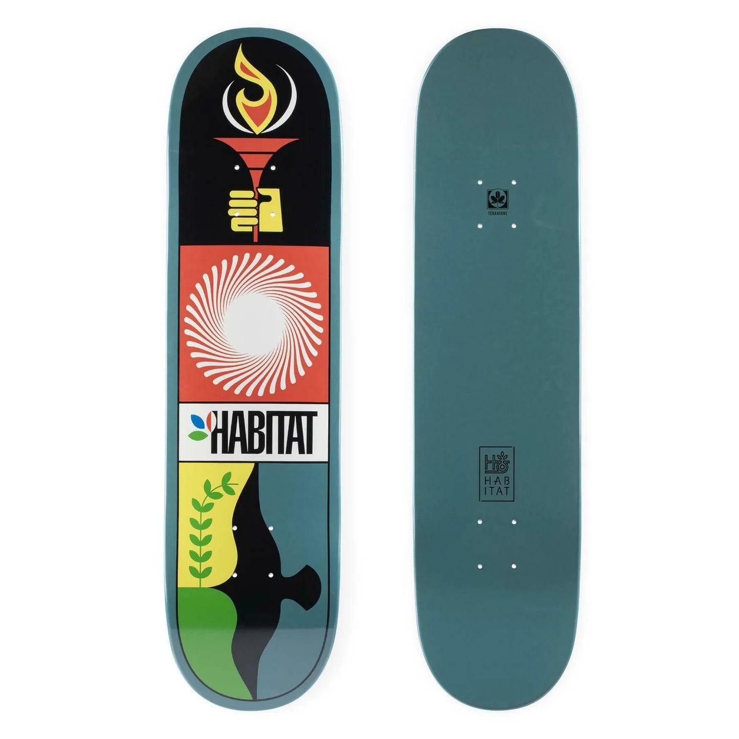 Skateboard Deck With Ergonomic Design-Habitat Deck Torch Terratone Dipped 8.25